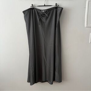 Abercrombie & Fitch Satin Dark Gray Midi Skirt